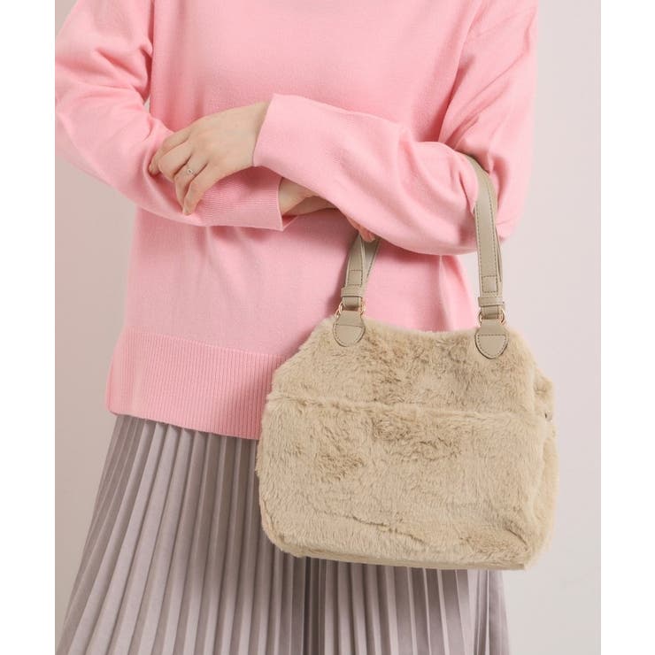 ベージュ(052) | 【2WAY】両あおりフェイクファートート | ITS'DEMO