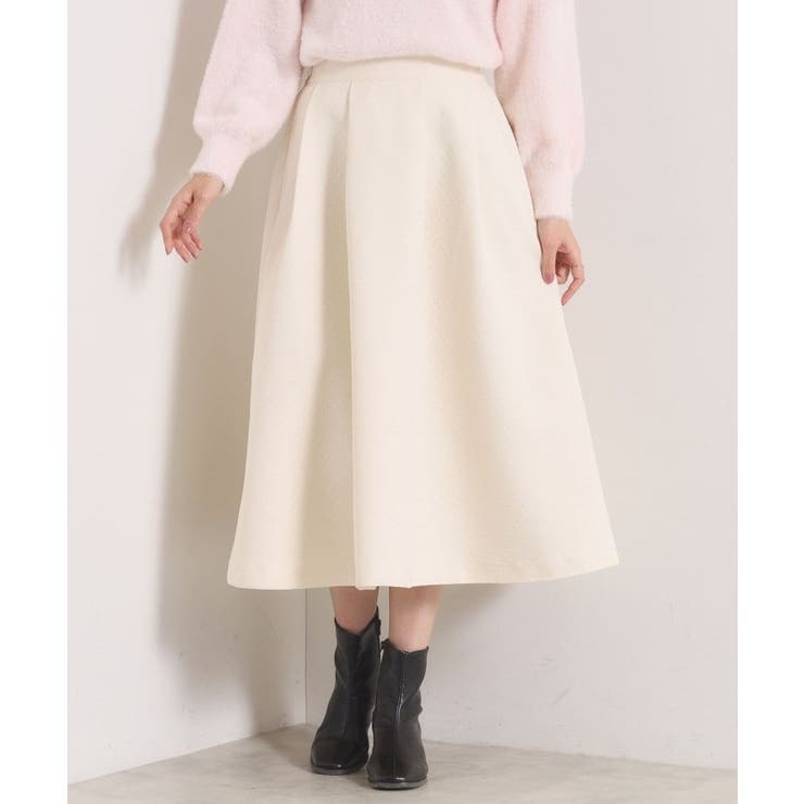 アイボリー(004) | 【手洗い可／ウエストゴム】千鳥ジャカードスカート | ITS'DEMO