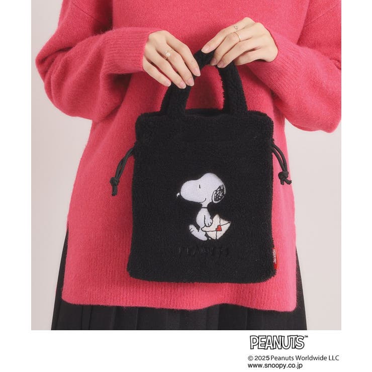 ブラック(019) | ＜PEANUTS＞ボア刺繍ショルダー | ITS'DEMO