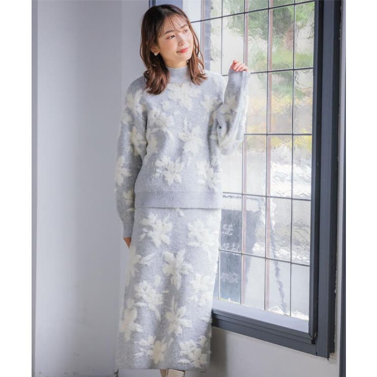 【手洗い可／セットアップ可】花柄フェザージャカードニット | ITS'DEMO | 詳細画像2 