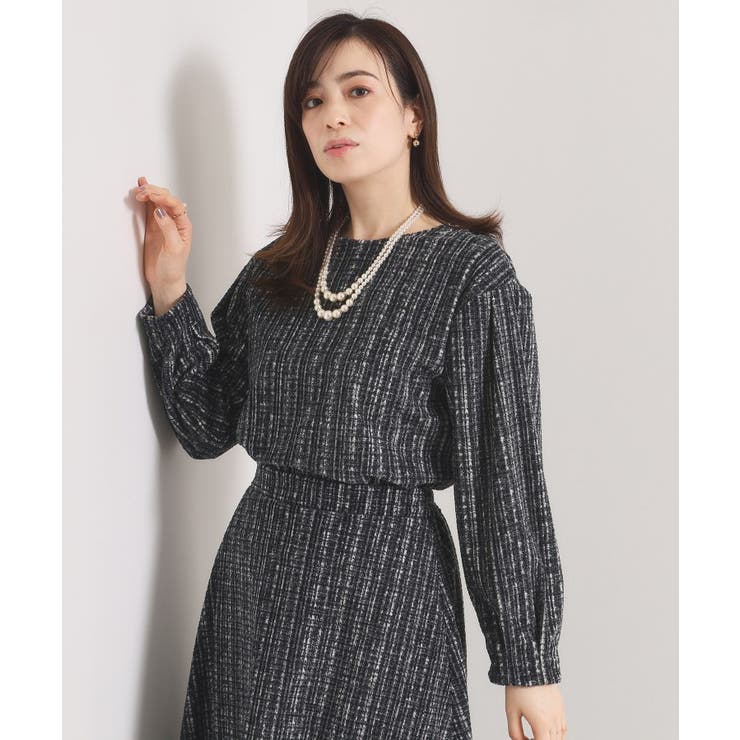 【手洗い可／セットアップ可】ツイード風プリントブラウス | ITS'DEMO | 詳細画像13 