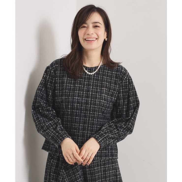 【手洗い可／セットアップ可】ツイード風プリントブラウス | ITS'DEMO | 詳細画像9 