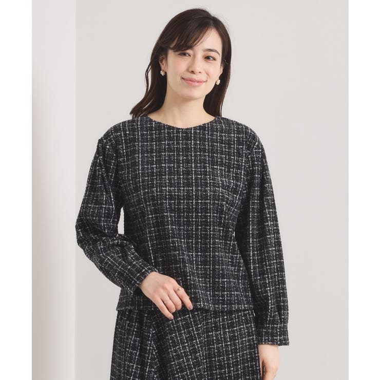 【手洗い可／セットアップ可】ツイード風プリントブラウス | ITS'DEMO | 詳細画像17 