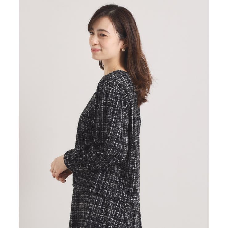 【手洗い可／セットアップ可】ツイード風プリントブラウス | ITS'DEMO | 詳細画像18 