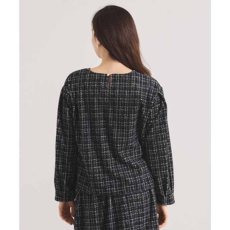 【手洗い可／セットアップ可】ツイード風プリントブラウス | ITS'DEMO | 詳細画像19 