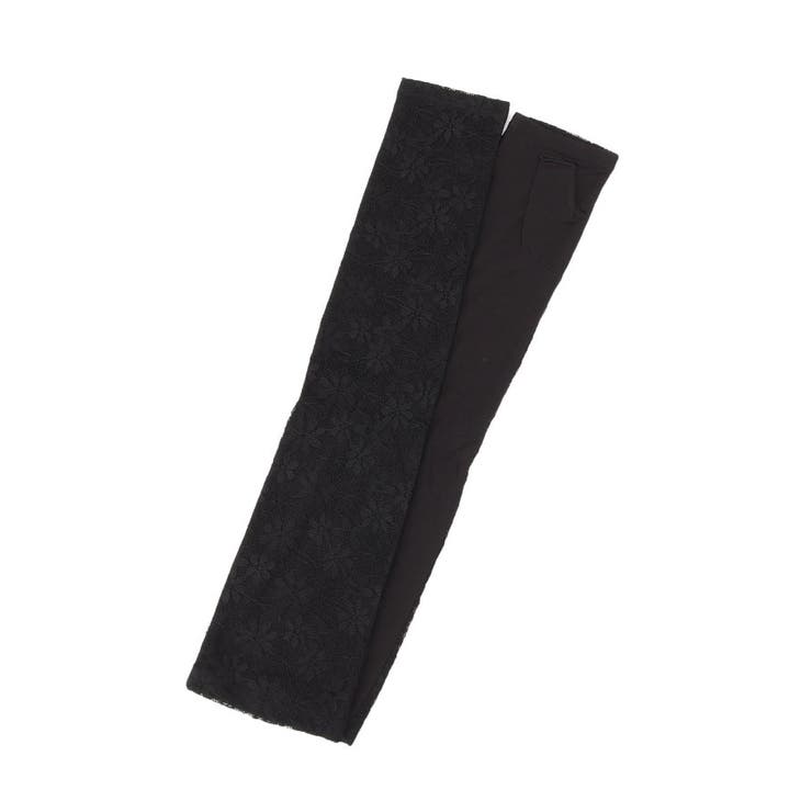 ブラック(019) | 【接触冷感／UV／手洗い可】総レースアームカバー | ITS'DEMO