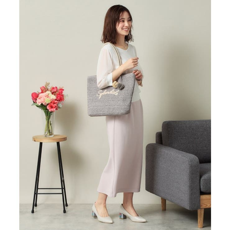 チャーム付ロゴ刺繍雑材トート | ITS'DEMO | 詳細画像2 