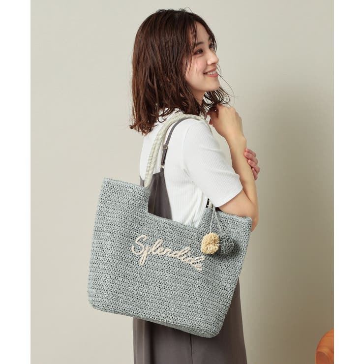 チャーム付ロゴ刺繍雑材トート | ITS'DEMO | 詳細画像3 