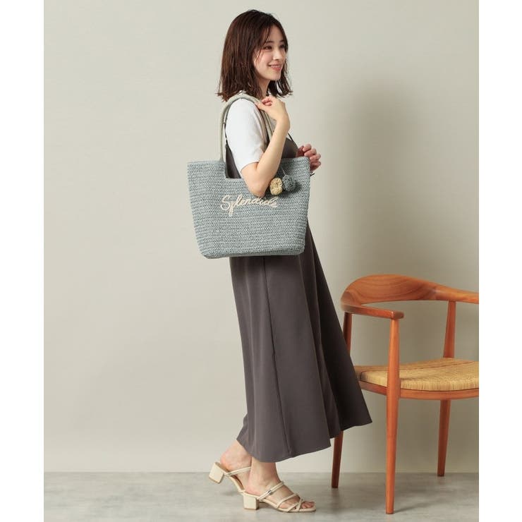 チャーム付ロゴ刺繍雑材トート | ITS'DEMO | 詳細画像4 