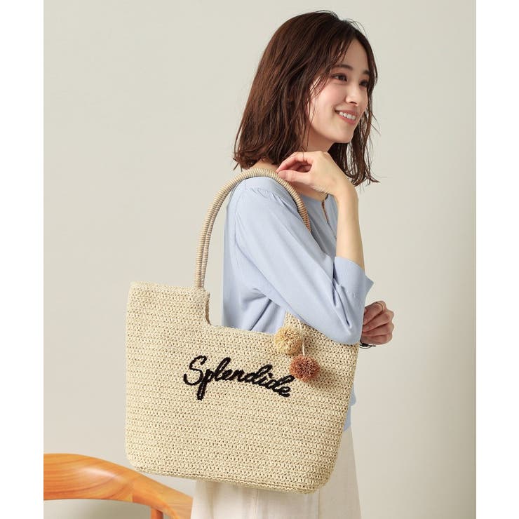 チャーム付ロゴ刺繍雑材トート | ITS'DEMO | 詳細画像5 