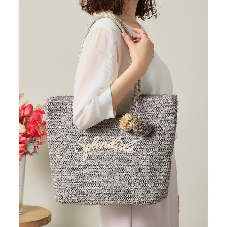 グレー(012) | チャーム付ロゴ刺繍雑材トート | ITS'DEMO