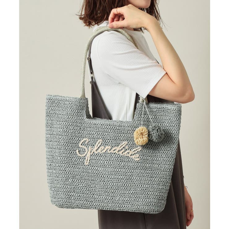 グリーン(022) | チャーム付ロゴ刺繍雑材トート | ITS'DEMO