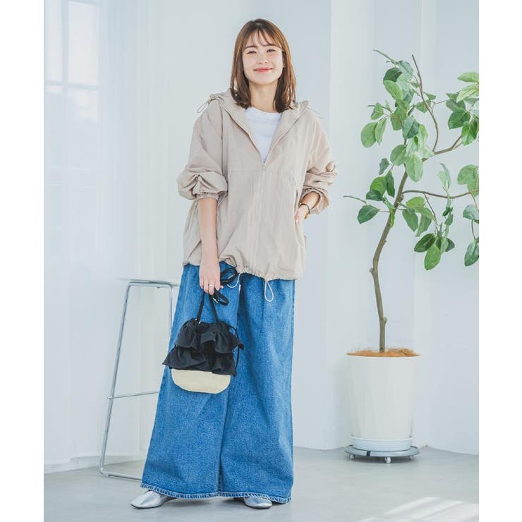 雑材フリルコンビ巾着ショルダー | ITS'DEMO | 詳細画像1 