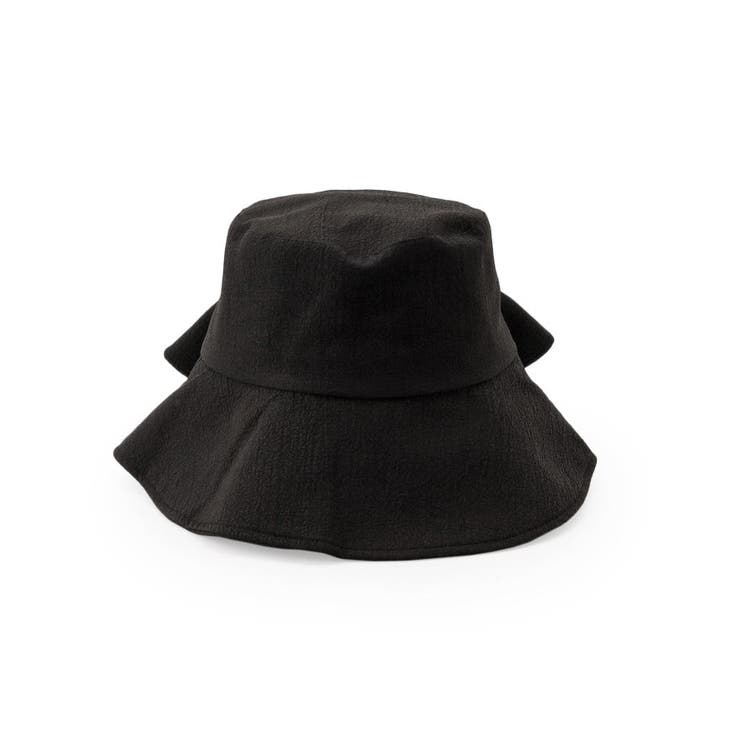 ブラック(019) | 【サイズ調整可／手洗い可／UV】バックリボンスリットハット | ITS'DEMO
