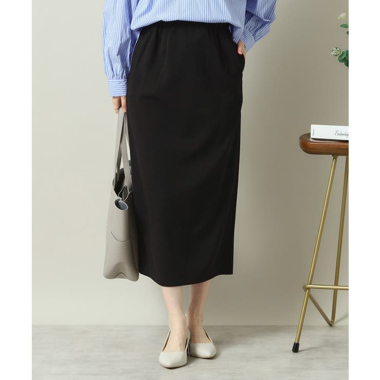 ブラック(019) | 【洗濯機OK／吸水速乾／UVカット】カットジョーゼットスカート | ITS'DEMO