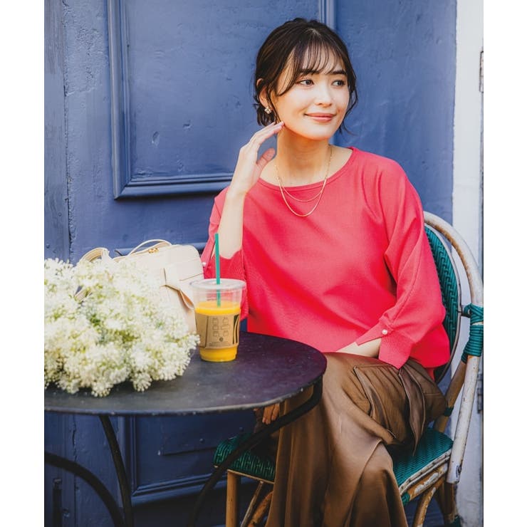 【縮みに強い／洗濯機OK】ボートネック天竺ドルマンニット | ITS'DEMO | 詳細画像1 