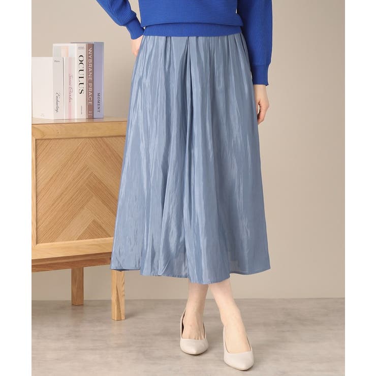 ブルー(091) | 【ウエストゴム／手洗い可】シアーボリュームスカート | ITS'DEMO