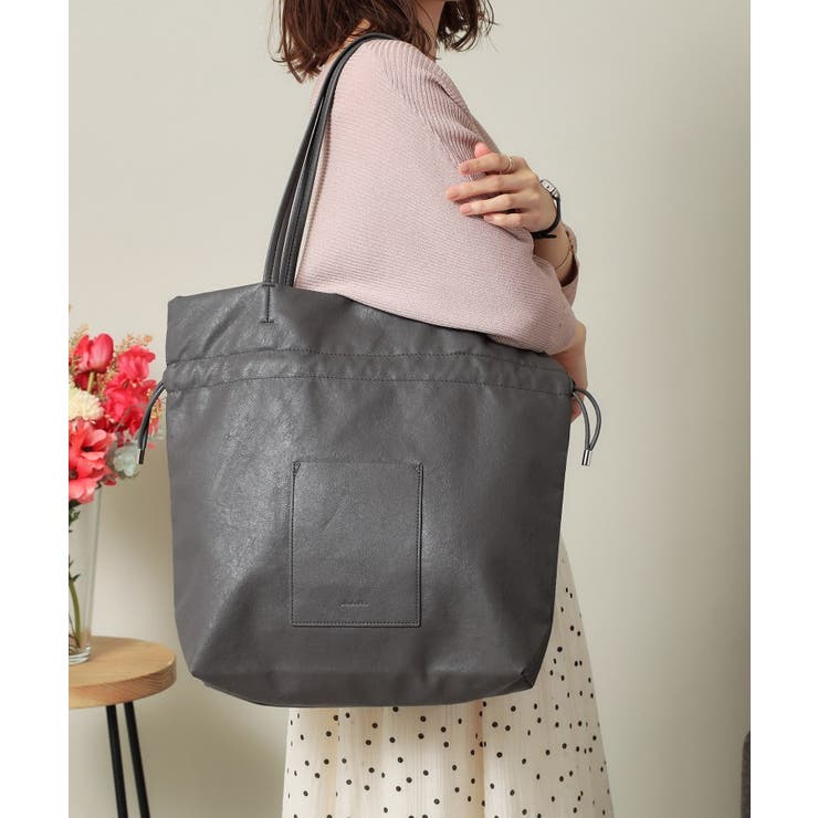 チャコールグレー(013) | 【A4対応】合皮巾着トート | ITS'DEMO