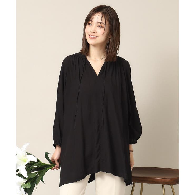 ブラック(019) | 【手洗い可】スキッパーブラウス | ITS'DEMO