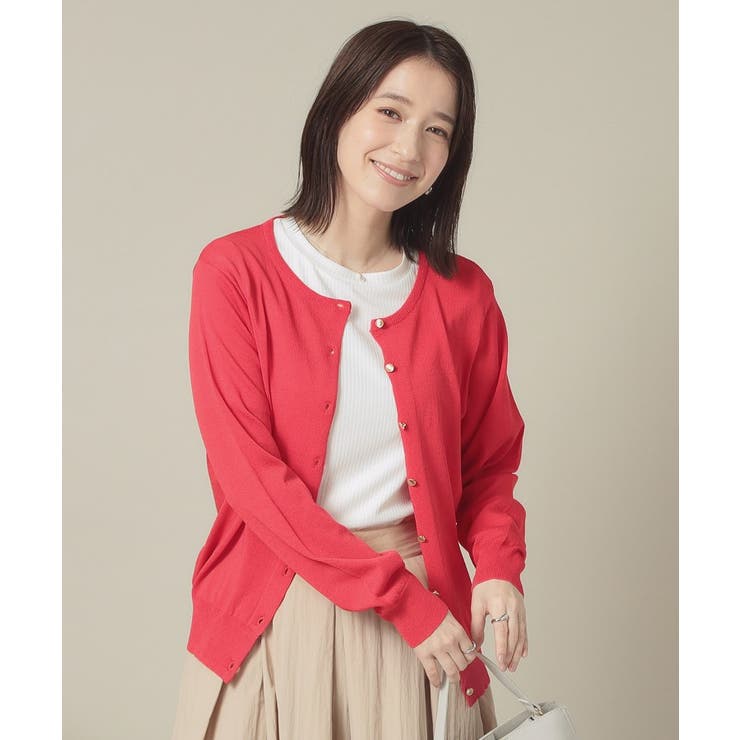 レッド(062) | 【UVカット／アンチピリング／手洗い可】クルーニットカーディガン | ITS'DEMO