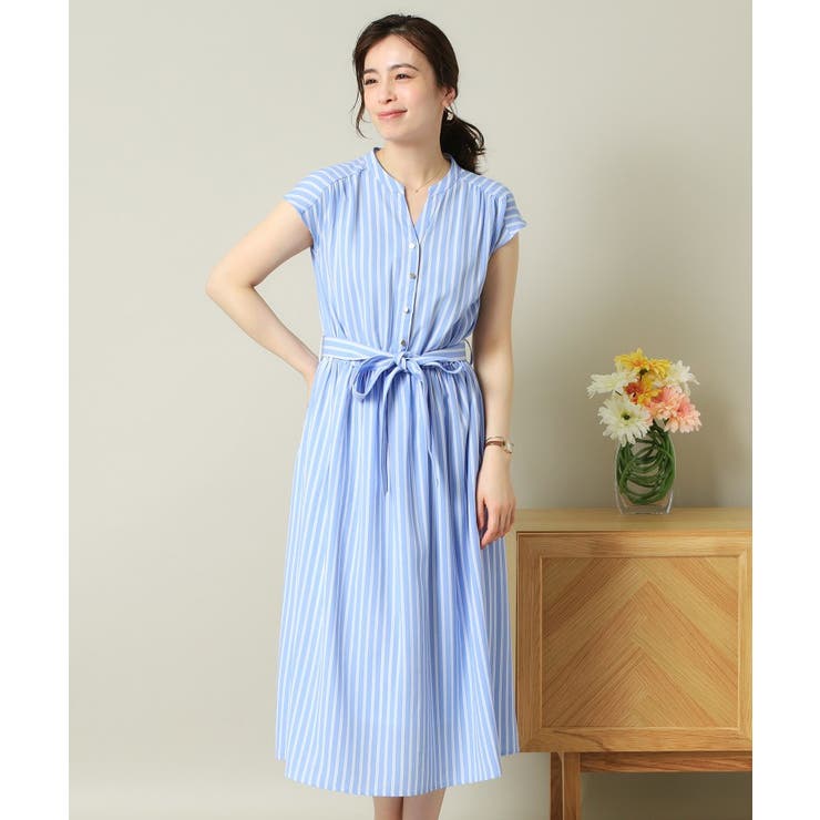 サックスブルー(390) | 麻調合繊ワンピース＜ラク服シリーズ＞ | ITS'DEMO