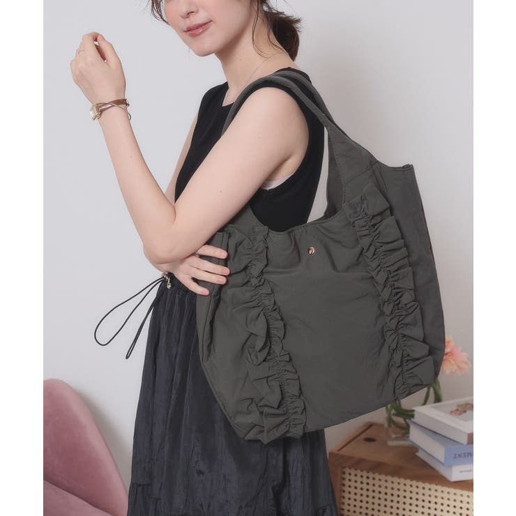 チャコールグレー(014) | 【A4対応】フリルラウンドトート | ITS'DEMO