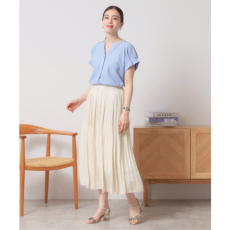 【手洗い可／ウエストゴム】サテンプリーツスカート | ITS'DEMO | 詳細画像2 