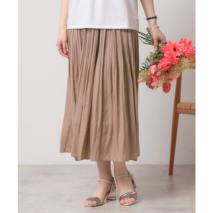 【手洗い可／ウエストゴム】サテンプリーツスカート | ITS'DEMO | 詳細画像9 