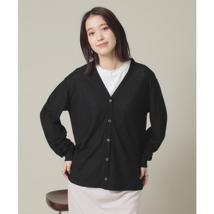 ブラック(019) | 【UVカット／手洗い可】Vネックカーディガン | ITS'DEMO