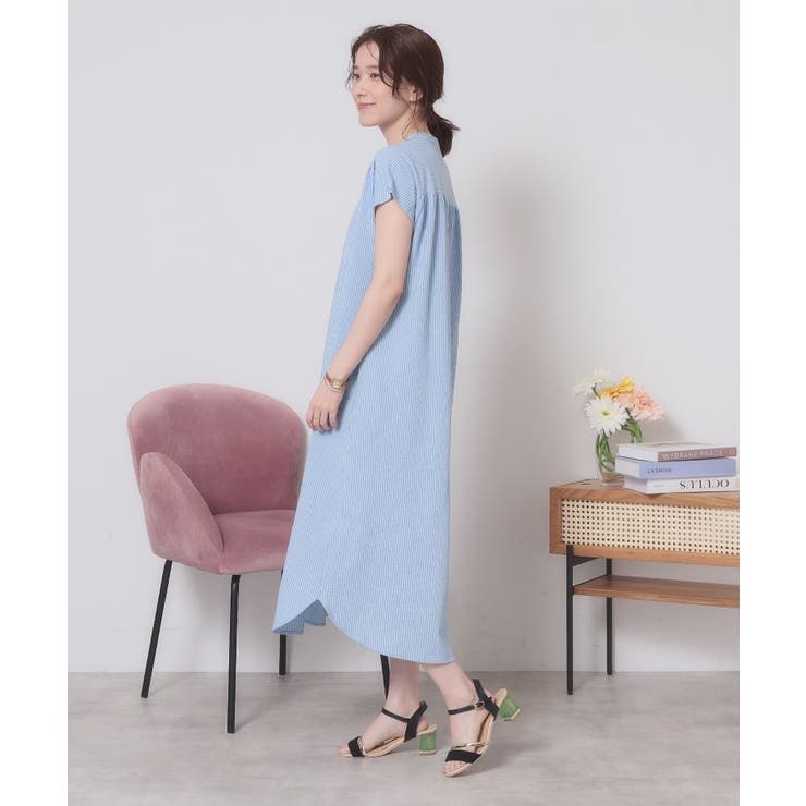 【洗濯機OK／洗濯後しわになりにくい】カットサッカー前開きワンピース | ITS'DEMO | 詳細画像18 