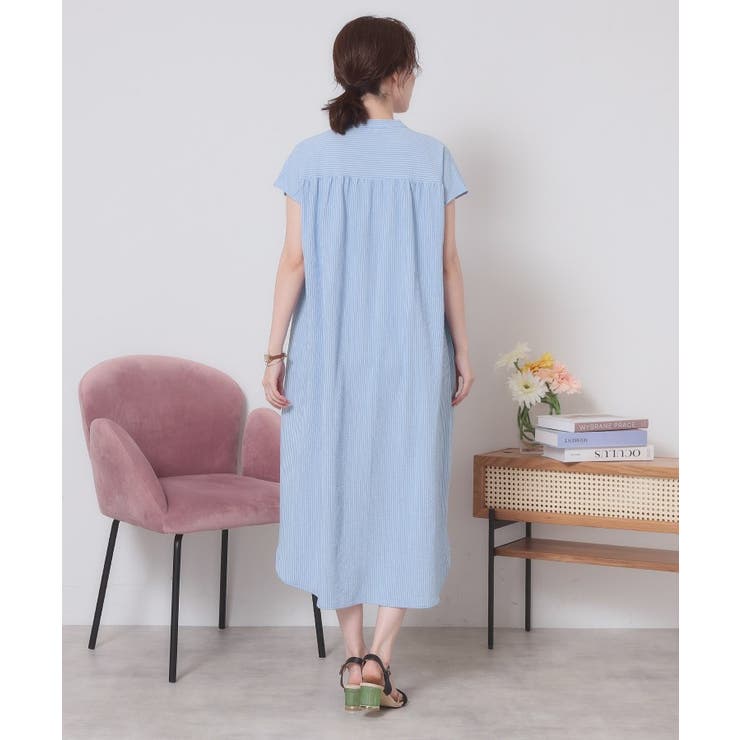 【洗濯機OK／洗濯後しわになりにくい】カットサッカー前開きワンピース | ITS'DEMO | 詳細画像19 