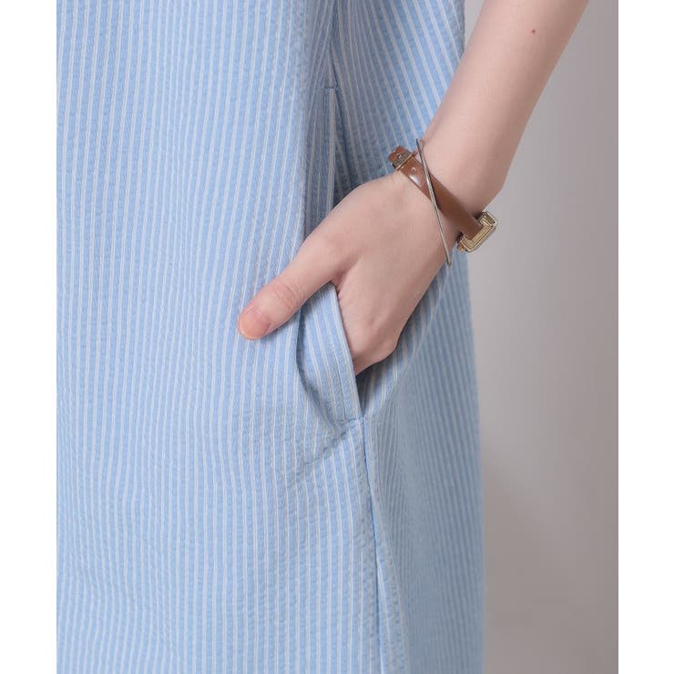 【洗濯機OK／洗濯後しわになりにくい】カットサッカー前開きワンピース | ITS'DEMO | 詳細画像23 