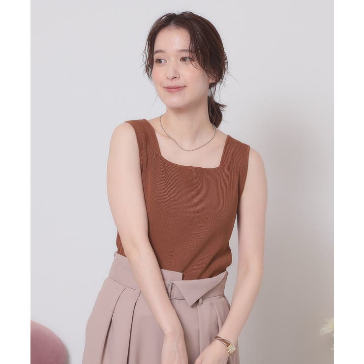 モカブラウン(042) | 【手洗い可】ニットスクエアタンク | ITS'DEMO