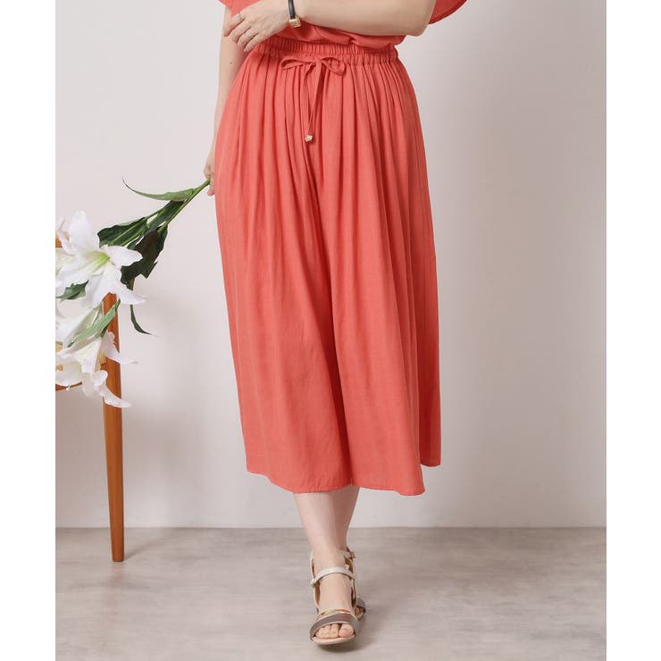 【さらりタッチ／ウエストゴム／手洗い可】強撚スラブスカーチョ | ITS'DEMO | 詳細画像5 