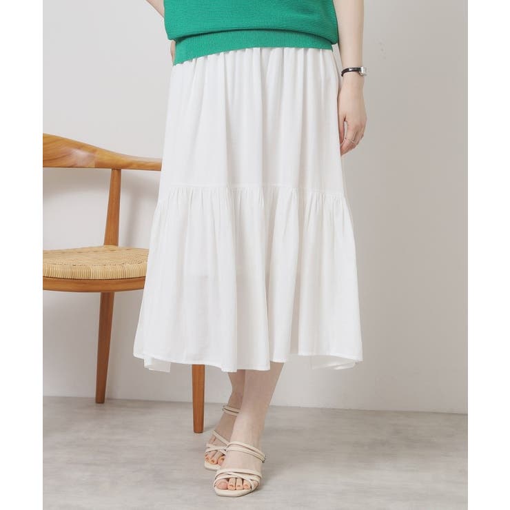 オフホワイト(003) | 【ウエストゴム／手洗い可】強撚スラブスカート | ITS'DEMO