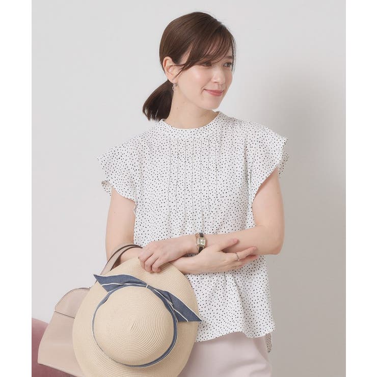 オフホワイト(103) | 【接触冷感／手洗い可】フリル袖ブラウス | ITS'DEMO