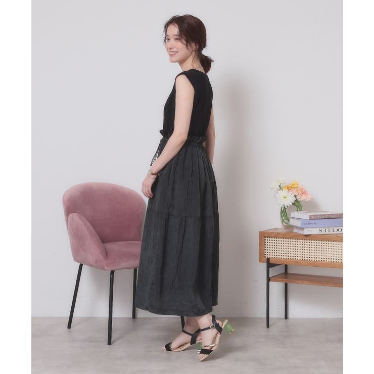 【ウエストゴム／洗濯機OK】異素材コンビワンピース | ITS'DEMO | 詳細画像14 