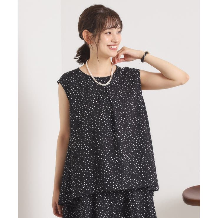 ブラック(119) | 麻調ストレッチタックブラウス＜ラク服シリーズ＞ | ITS'DEMO