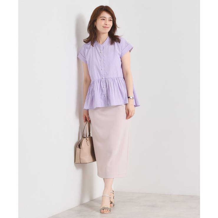 【接触冷感／手洗い可】ストライプペプラムブラウス | ITS'DEMO | 詳細画像7 