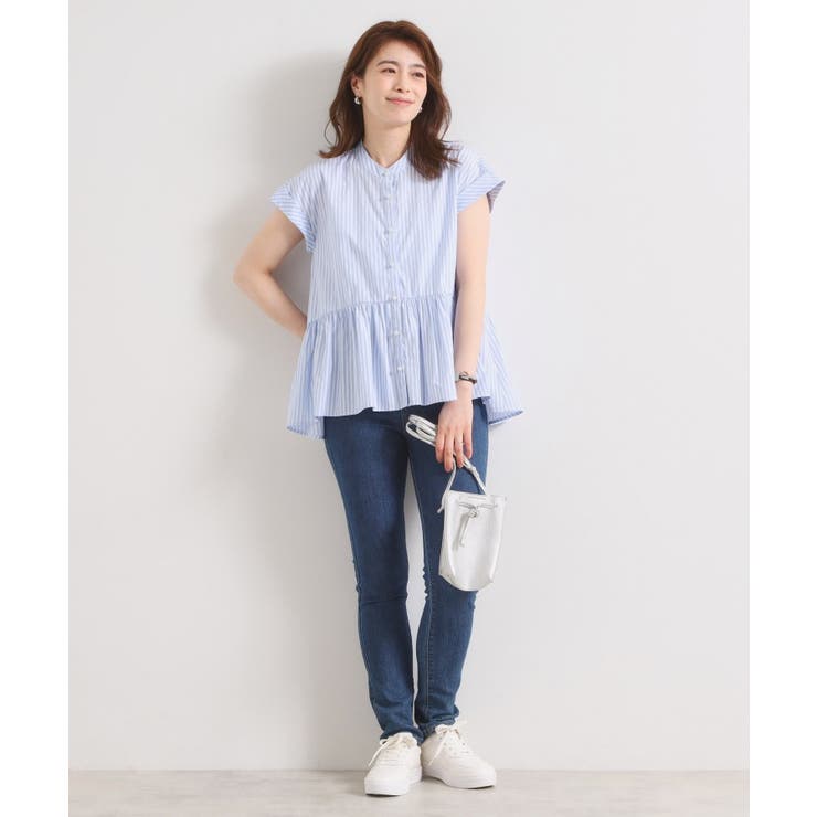 【接触冷感／手洗い可】ストライプペプラムブラウス | ITS'DEMO | 詳細画像11 