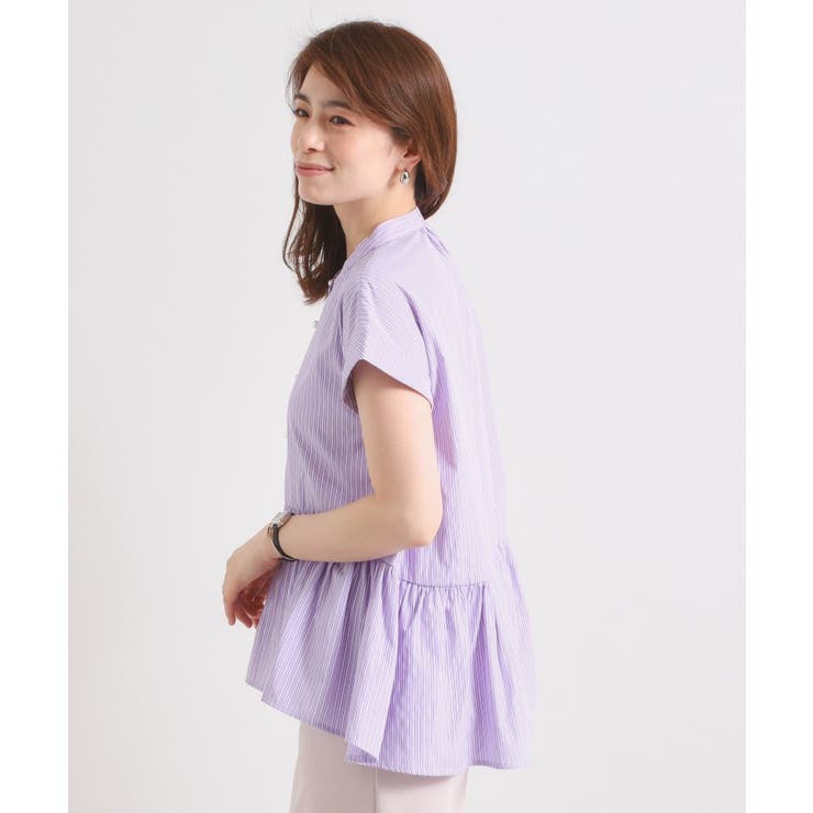 【接触冷感／手洗い可】ストライプペプラムブラウス | ITS'DEMO | 詳細画像18 