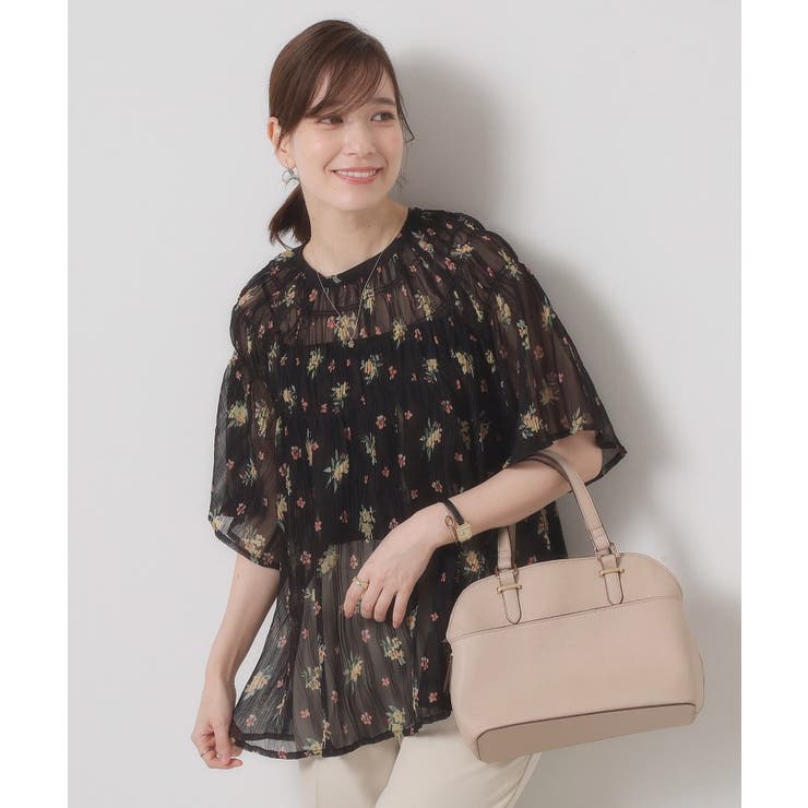 ブラック(119) | 【手洗い可】花柄楊柳ブラウス | ITS'DEMO