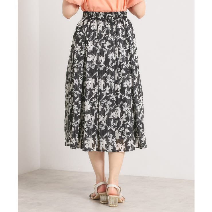 【手洗い可／後ろウエストゴム】ラメスト単色花柄スカート | ITS'DEMO | 詳細画像15 