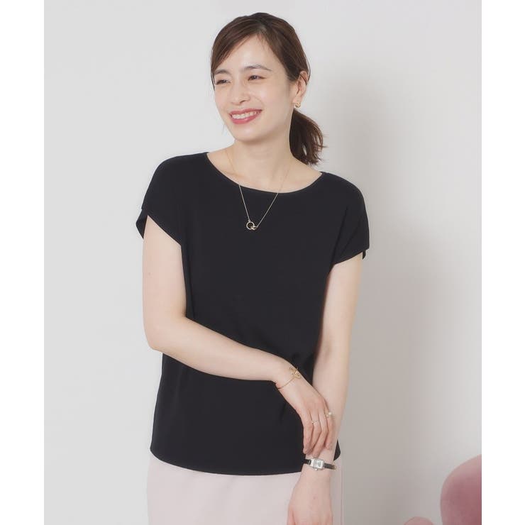 ブラック(019) | 【接触冷感／手洗い可】フレンチスリーブニット | ITS'DEMO