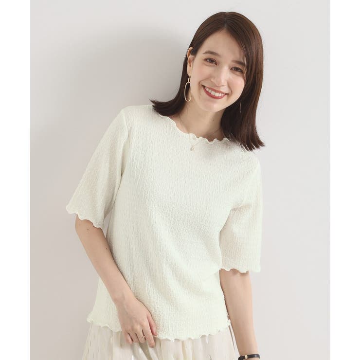 オフホワイト(003) | 【手洗い可】シャーリングジャカードプルオーバー | ITS'DEMO