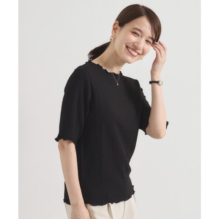 ブラック(019) | 【手洗い可】シャーリングジャカードプルオーバー | ITS'DEMO