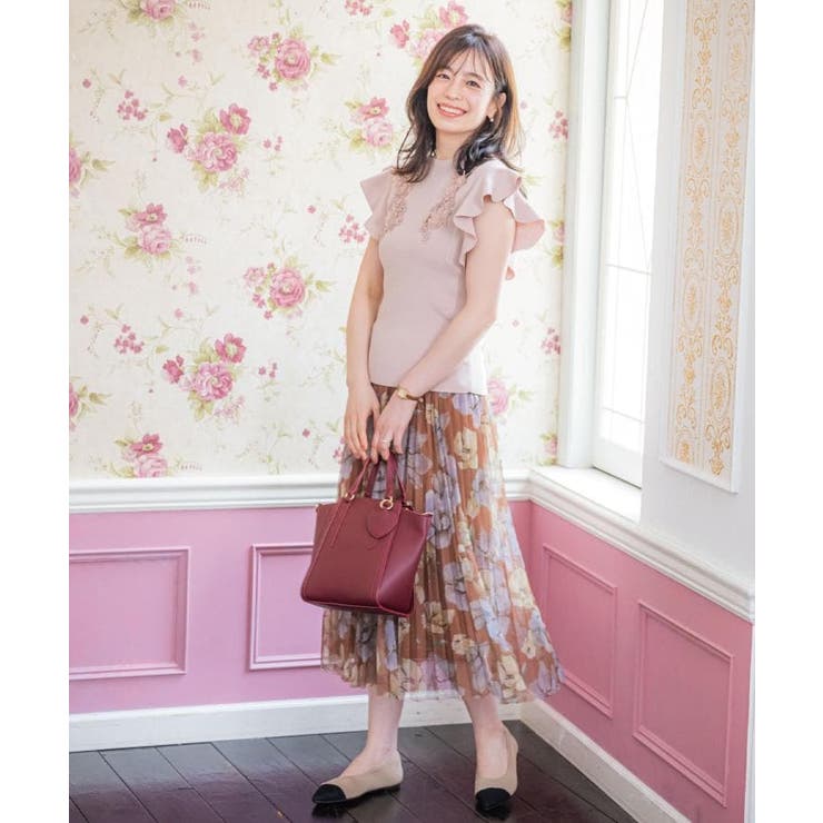 【手洗い可】花レースフリル袖ニット | ITS'DEMO | 詳細画像5 