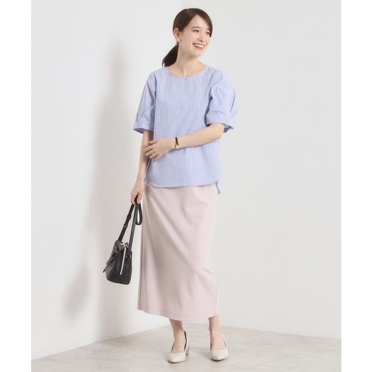 【手洗い可】袖ツイストストライプブラウス | ITS'DEMO | 詳細画像15 