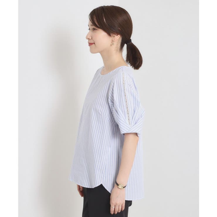 【手洗い可】袖ツイストストライプブラウス | ITS'DEMO | 詳細画像22 