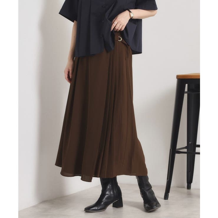 ブラウン(043) | 【手洗い可／ウエストゴム】サイドプリーツパンツ | ITS'DEMO